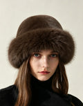Chapeau fausse fourrure brun foncé