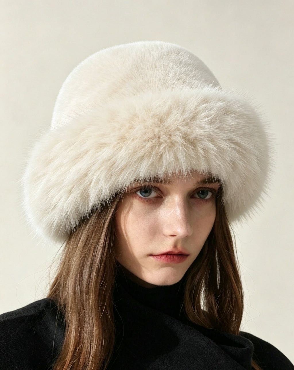 Chapeau fausse fourrure écru