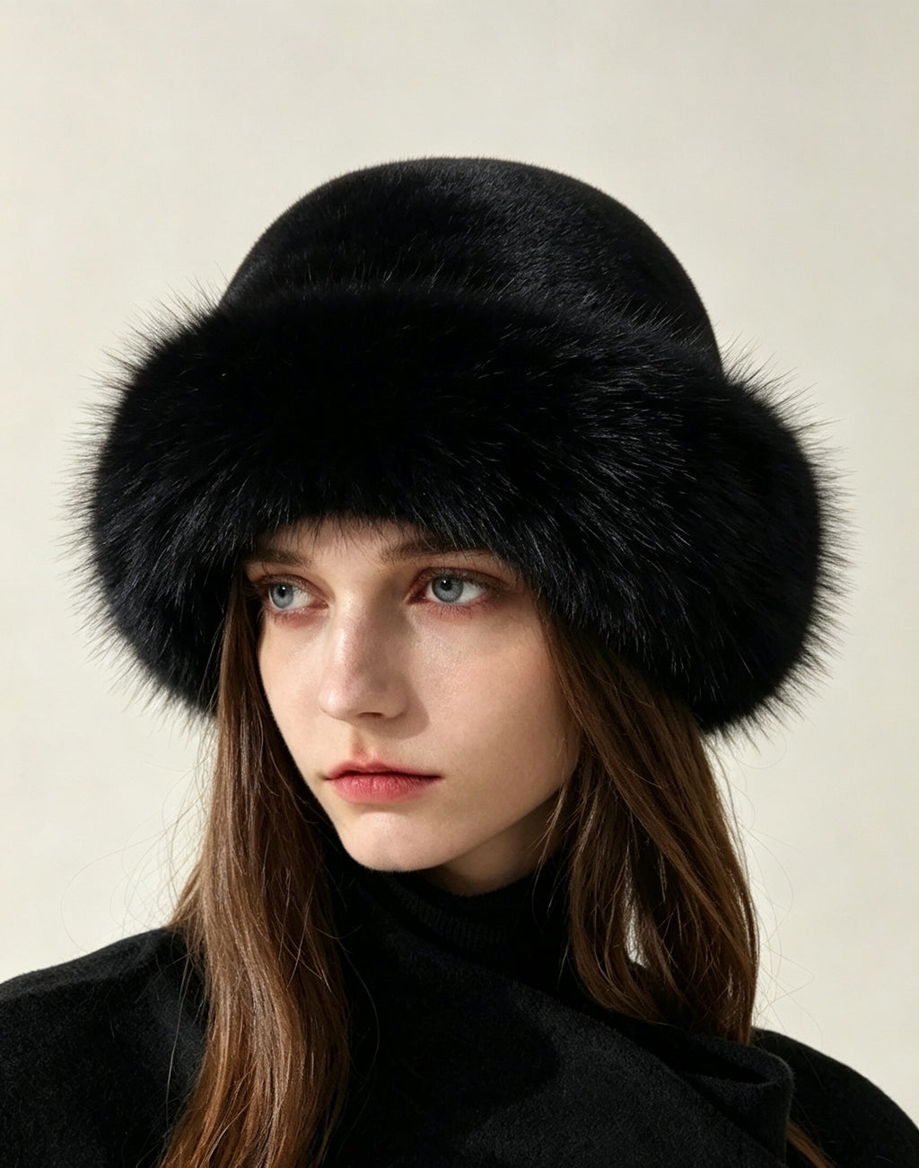 Chapeau fausse fourrure noir