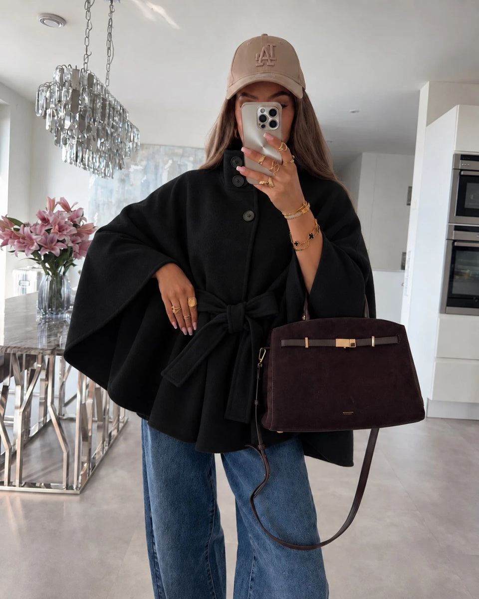 Poncho cape noir
