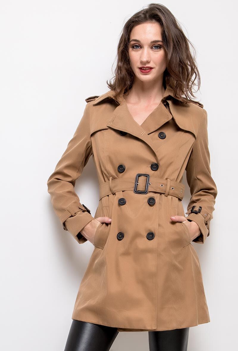 Trench ceinturé tan